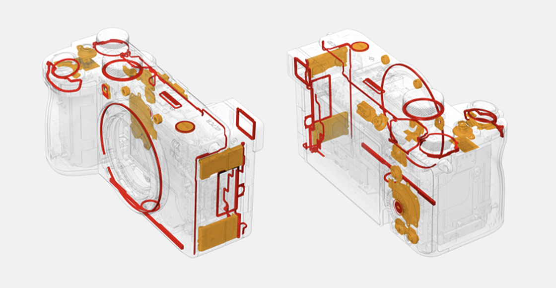 Απεικόνιση που δείχνει τις θέσεις στεγανοποιήσεων οι οποίες παρέχουν προστασία από τη σκόνη και την υγρασία